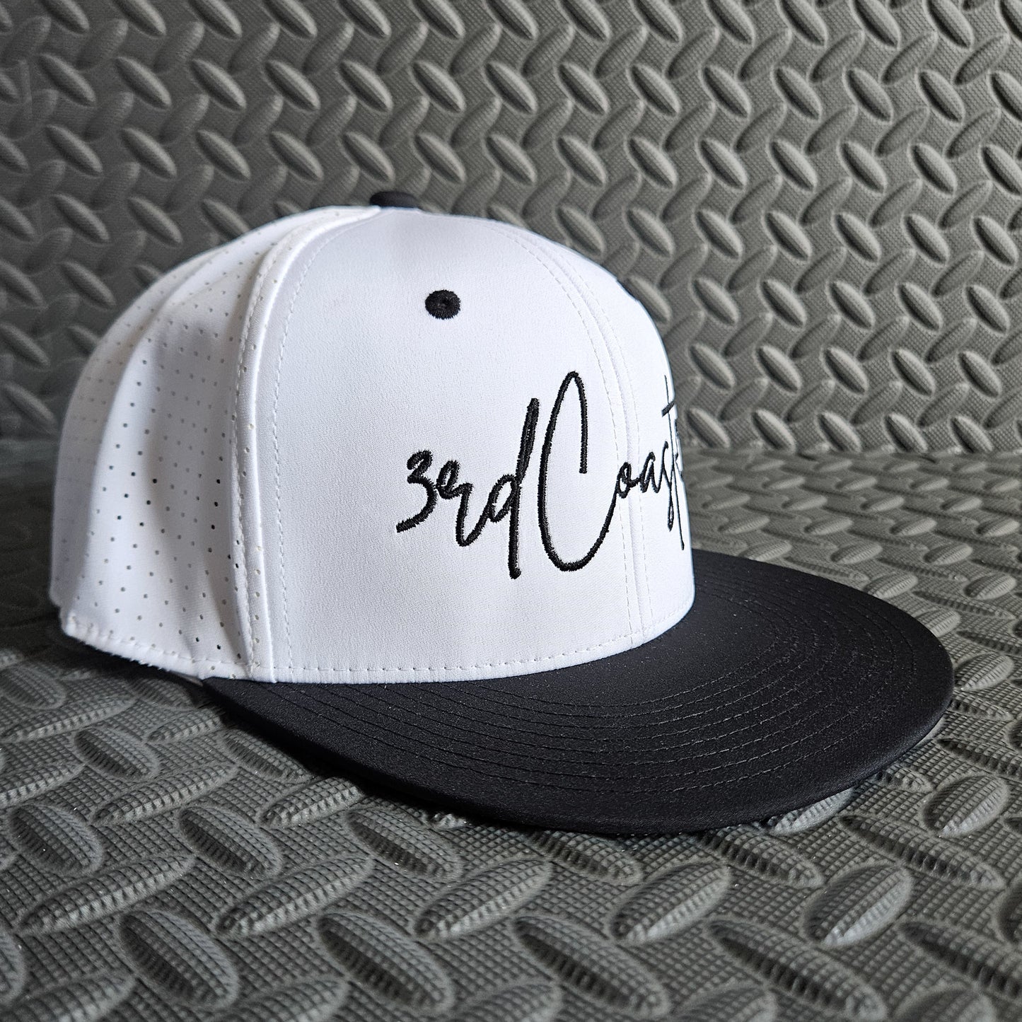 White and Black Fitted Hat