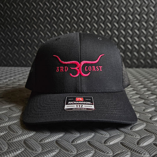 Black Hot Pink Horns Richardson 112 Snapback Hat