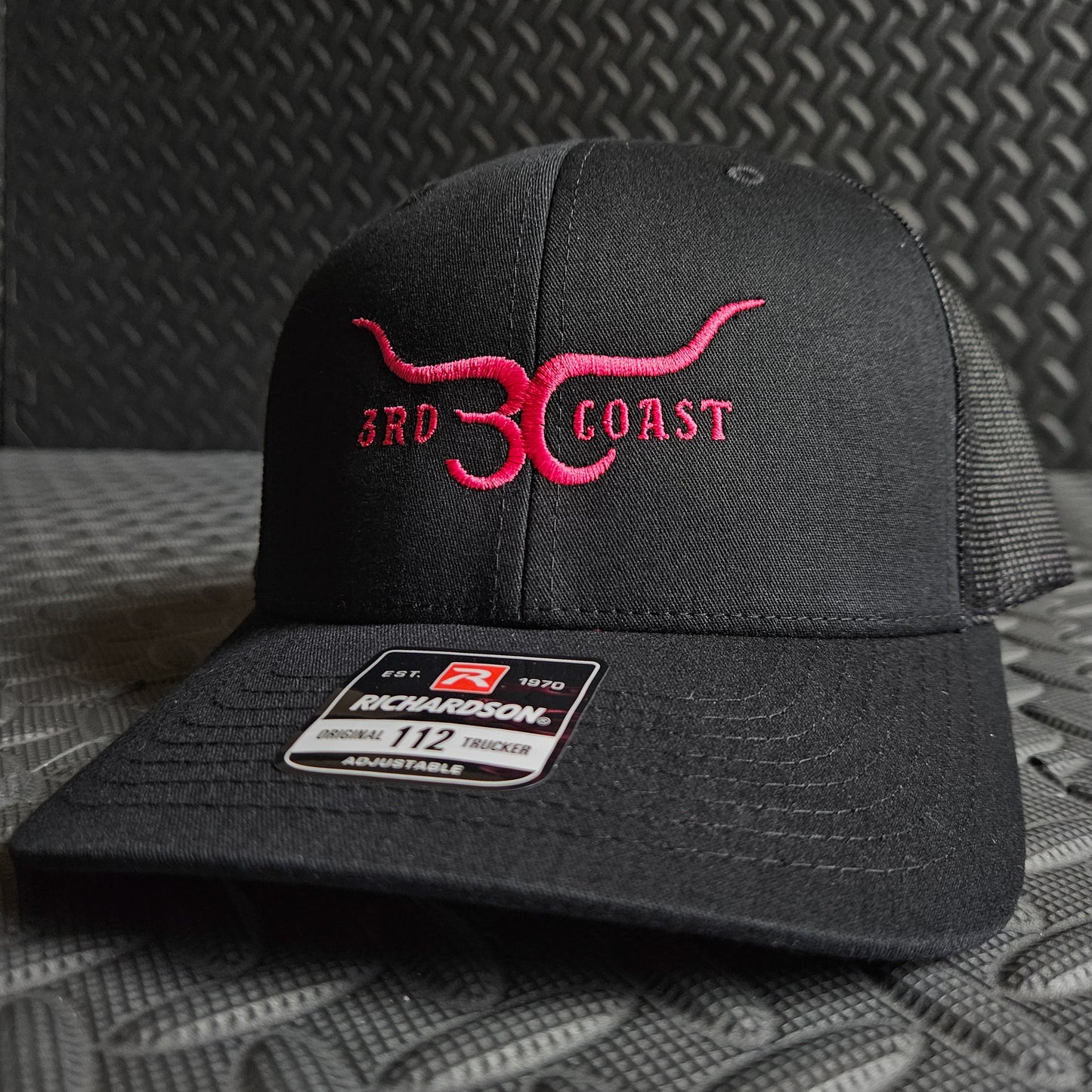 Black Hot Pink Horns Richardson 112 Snapback Hat