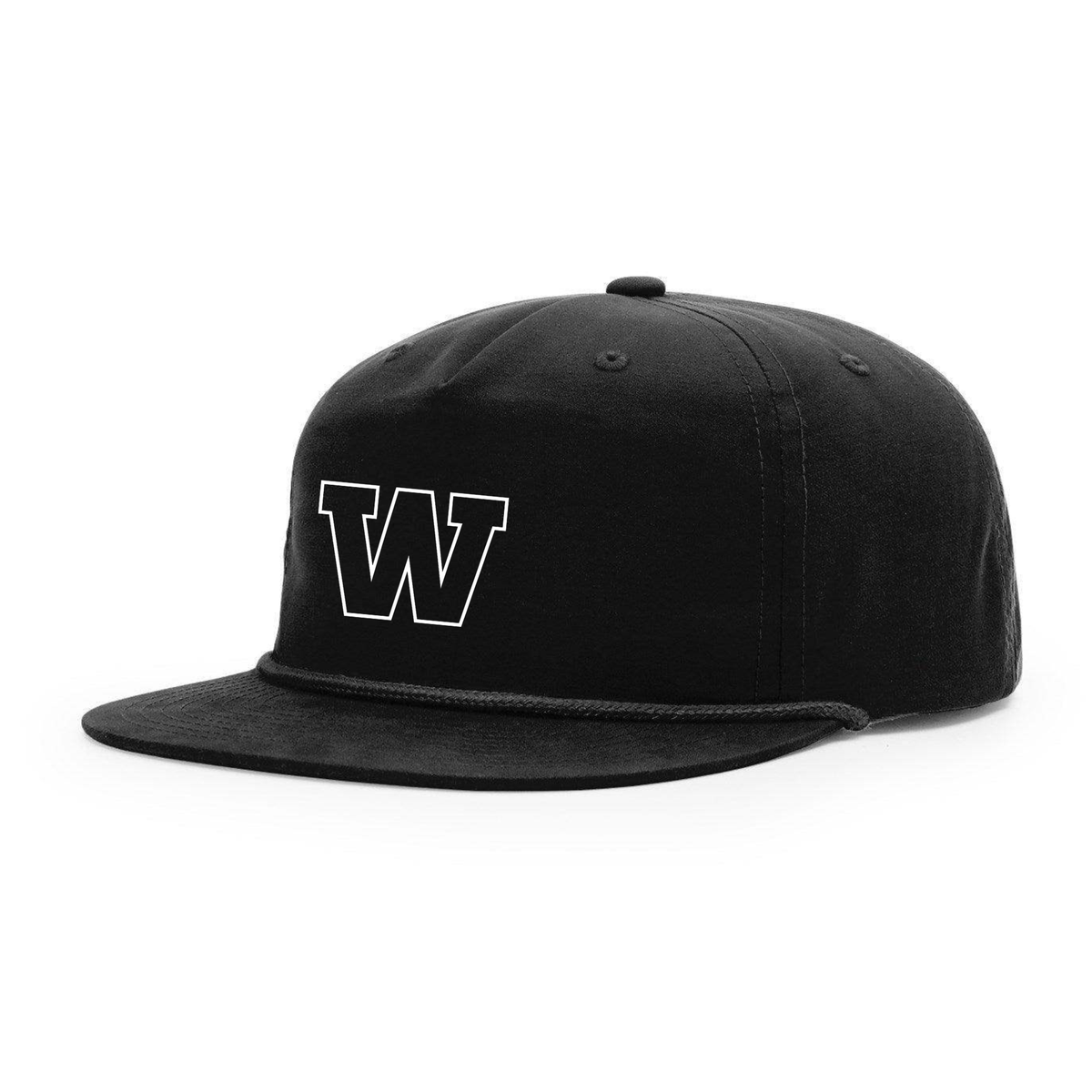 Willis Black Flat Bill Snapback Rope Hat