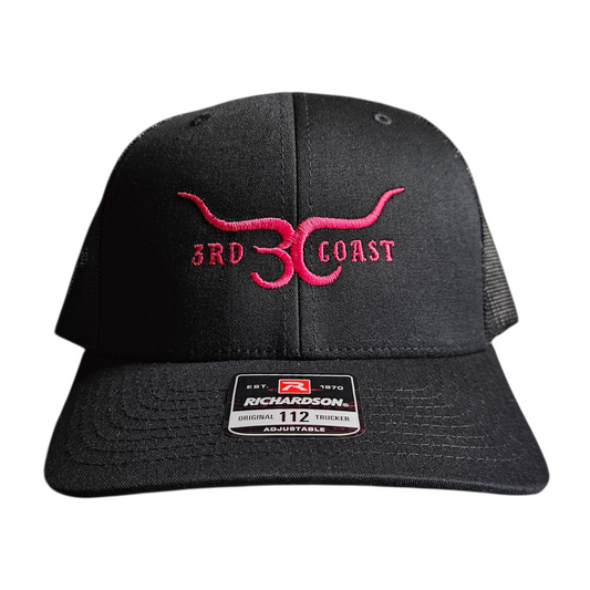 Black Hot Pink Horns Richardson 112 Snapback Hat